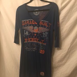 Affliction 3/4 sleeve Garage Build T-shirt